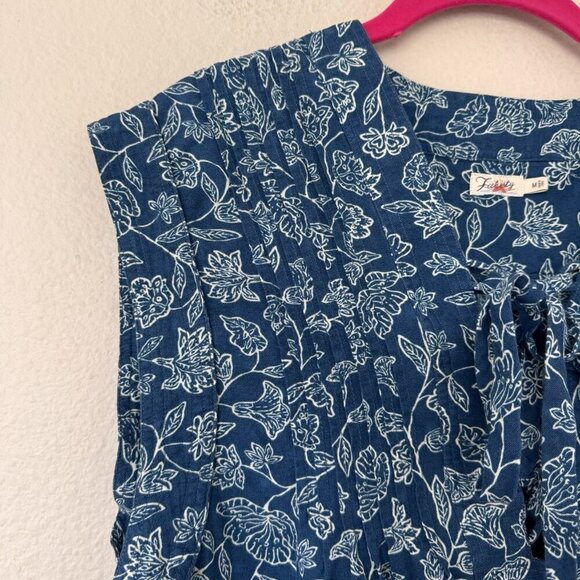Faherty Cameo Cove Dress Navy Plains Floral Cotton Size Medium Resortwear - Picture 7 of 13